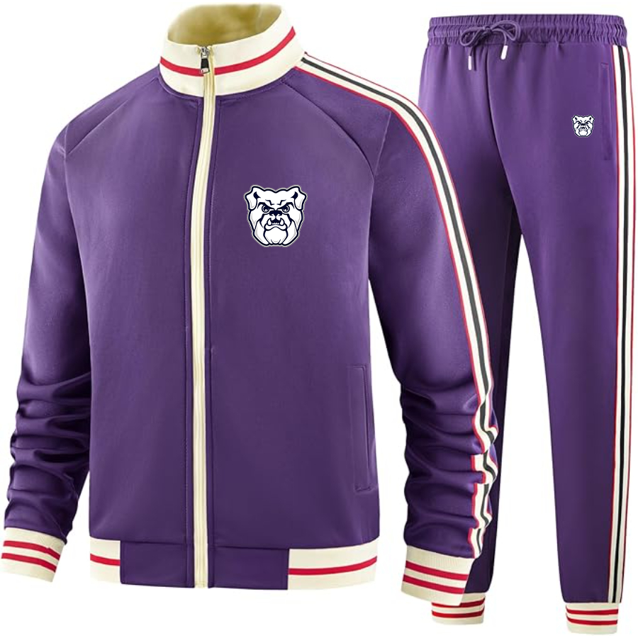 Men's Butler Bulldogs  Two Piece Designer Tracksuit with Bold Striped Accents and Zippered Front Elevated Athletic