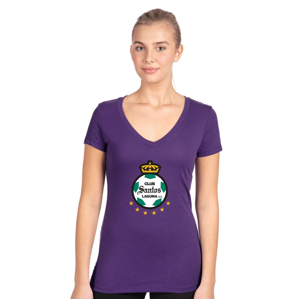 Women's Santos Laguna Soccer  Next Level V-Neck T-Shirt