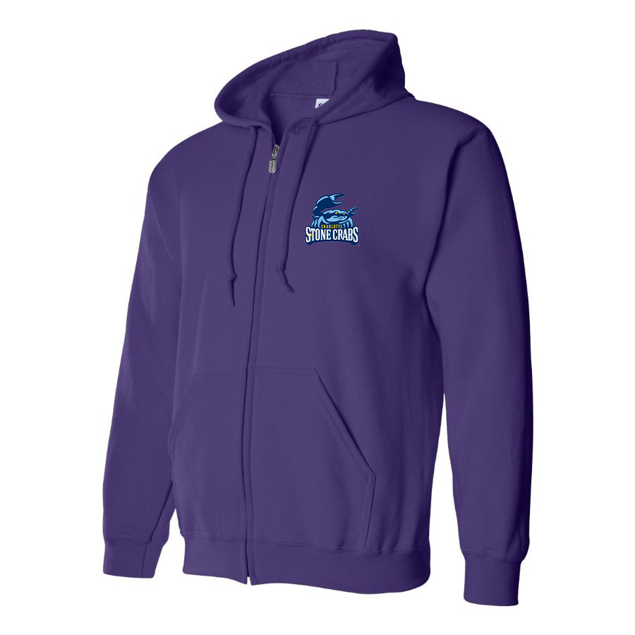 Men's Charlotte Stone Crabs Logo Zipper Hoodie