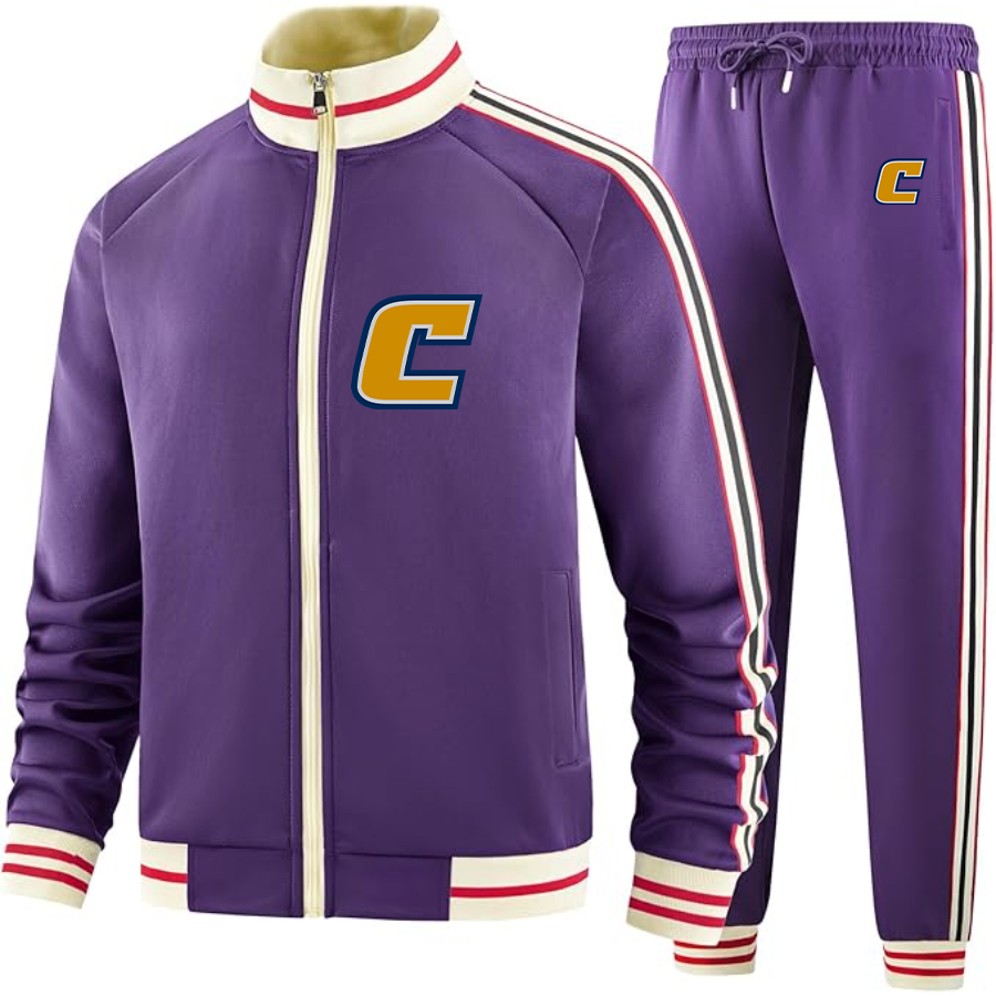 Men's Chattanooga Mocs Two Piece Designer Tracksuit with Bold Striped Accents and Zippered Front Elevated Athletic