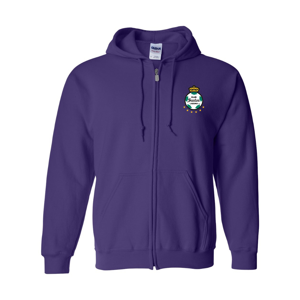 Men's Santos Laguna Soccer Gildan  Heavy Blend Full Zip Hooded Sweatshirt