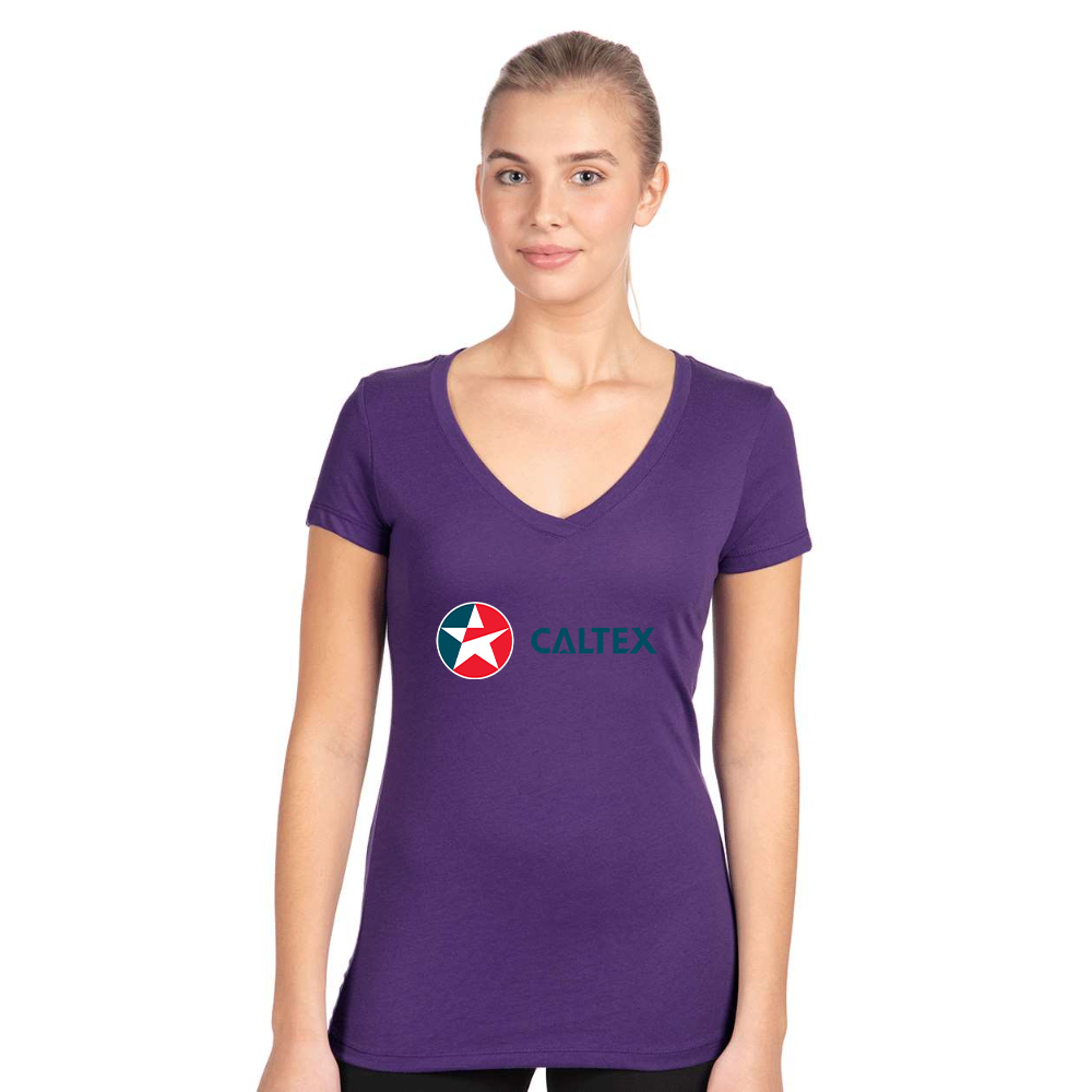 Women's Caltex Gas Station  Next Level V-Neck T-Shirt