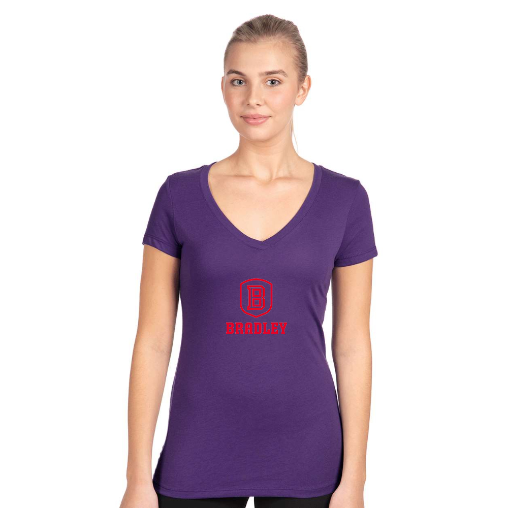 Women's Bradley Braves  Next Level V-Neck T-Shirt