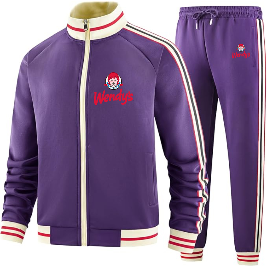 Men's  Wendy_s Two Piece Designer Tracksuit with Bold Striped Accents and Zippered Front Elevated Athletic Wear