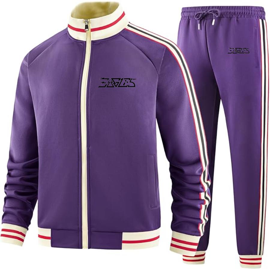 Men's Eagles Two Piece Designer Tracksuit with Bold Striped Accents and Zippered Front Elevated Athletic