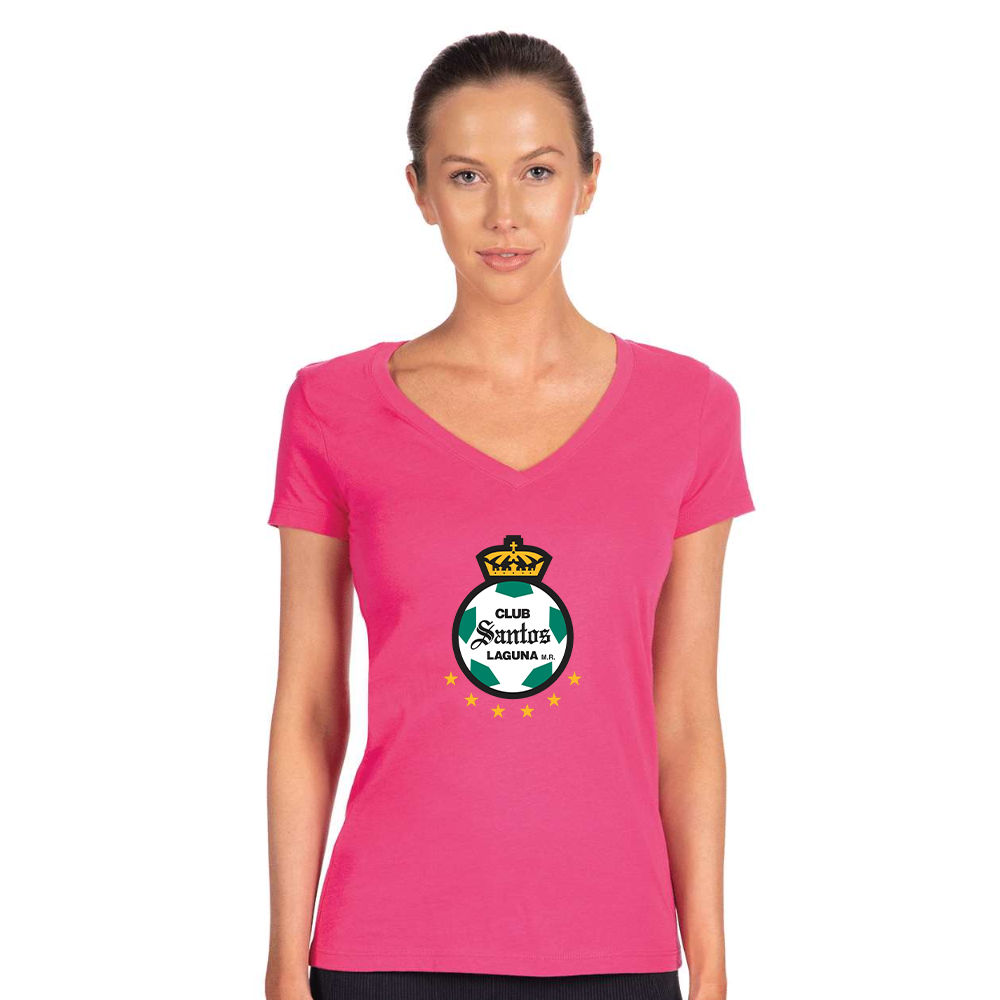 Women's Santos Laguna Soccer  Next Level V-Neck T-Shirt