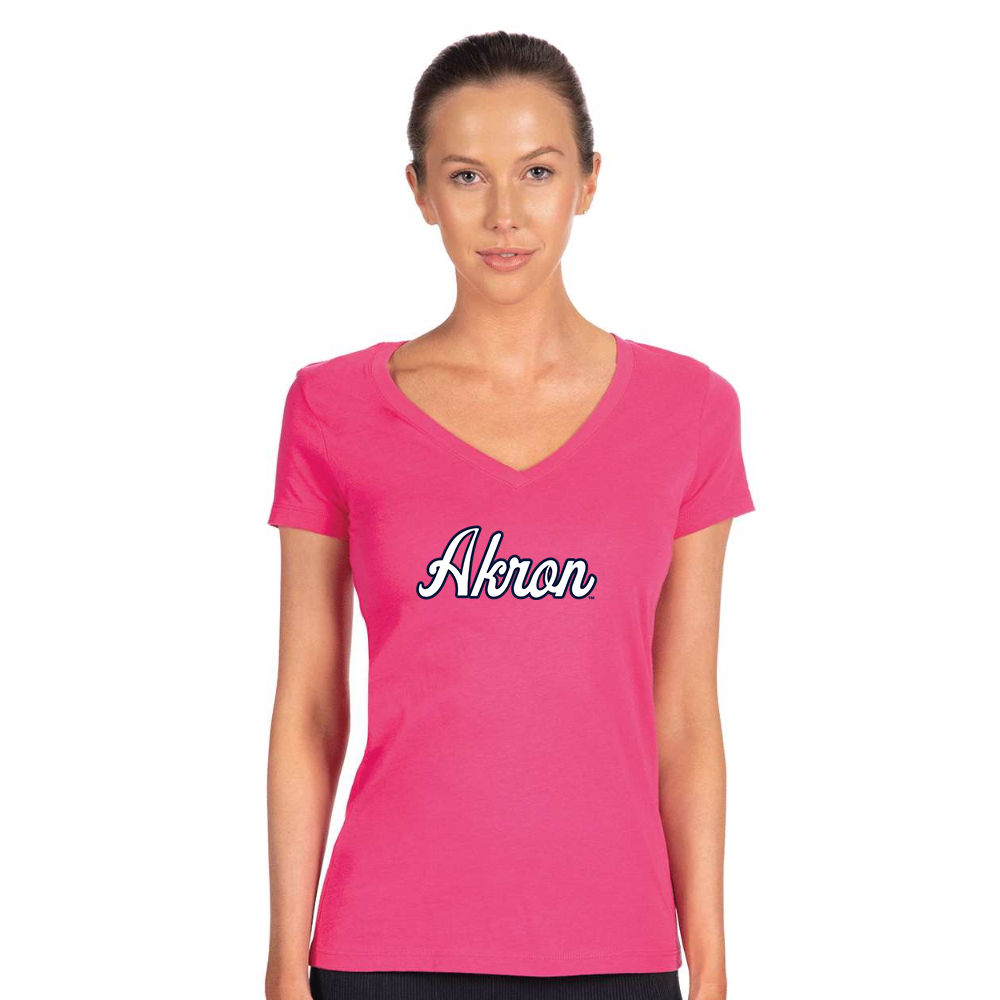 Women's Akron Zips   Next Level V-Neck T-Shirt