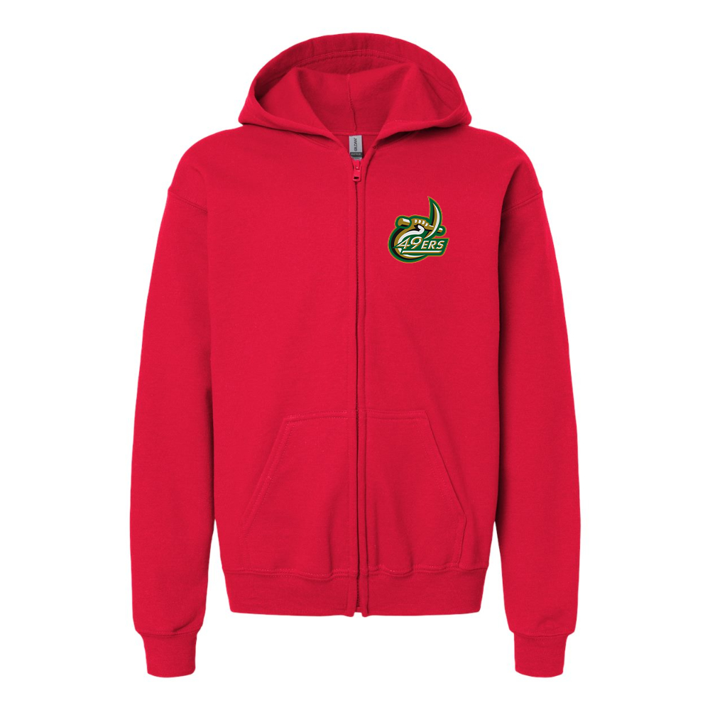 Youth Charlotte 49ers Gildan Heavy Blend Full Zip Hooded Sweatshirt