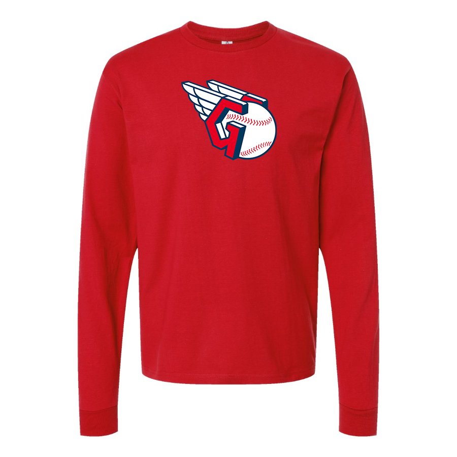 Men's Cleveland Guardians  Logo Cotton Long Sleeve T-Shirt