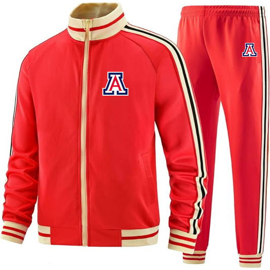 Men's  Arizona Wildcats Two Piece Designer Tracksuit with Bold Striped Accents and Zippered Front Elevated Athletic Wear