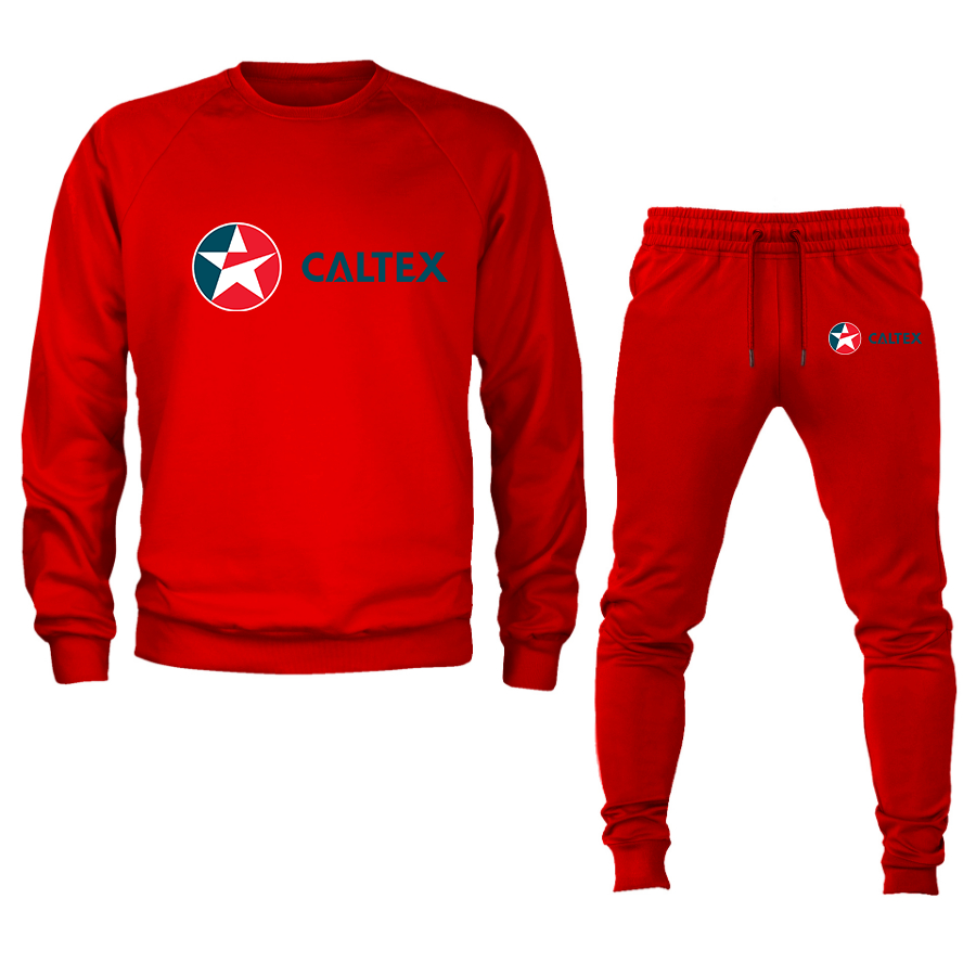Men's  Caltex Gas Station   Crewneck Sweatshirt Joggers Suit