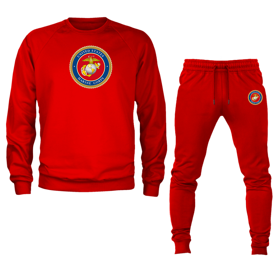 Men's  USMC Emblem Crewneck Sweatshirt Joggers Suit