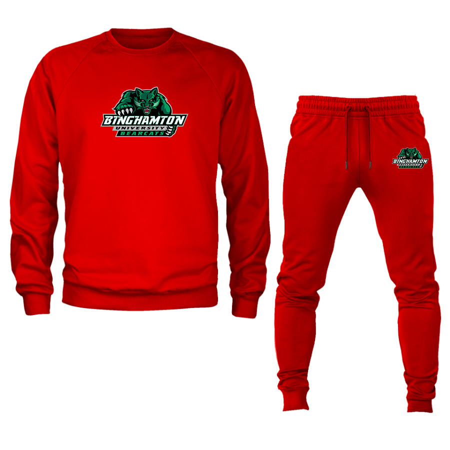 Men's Binghamton Bearcats Crewneck Sweatshirt Joggers Suit