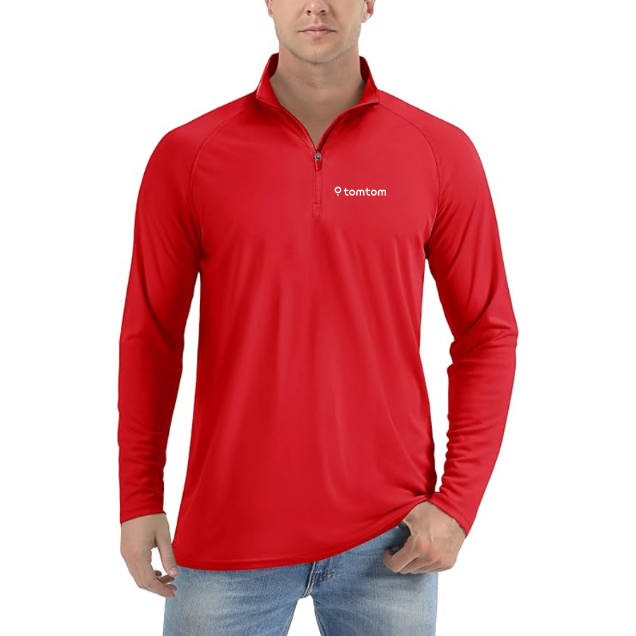 Men's  TomTom Logo  Lightweight Quarter-Zip Athletic Shirt Long Sleeve Performance Wear