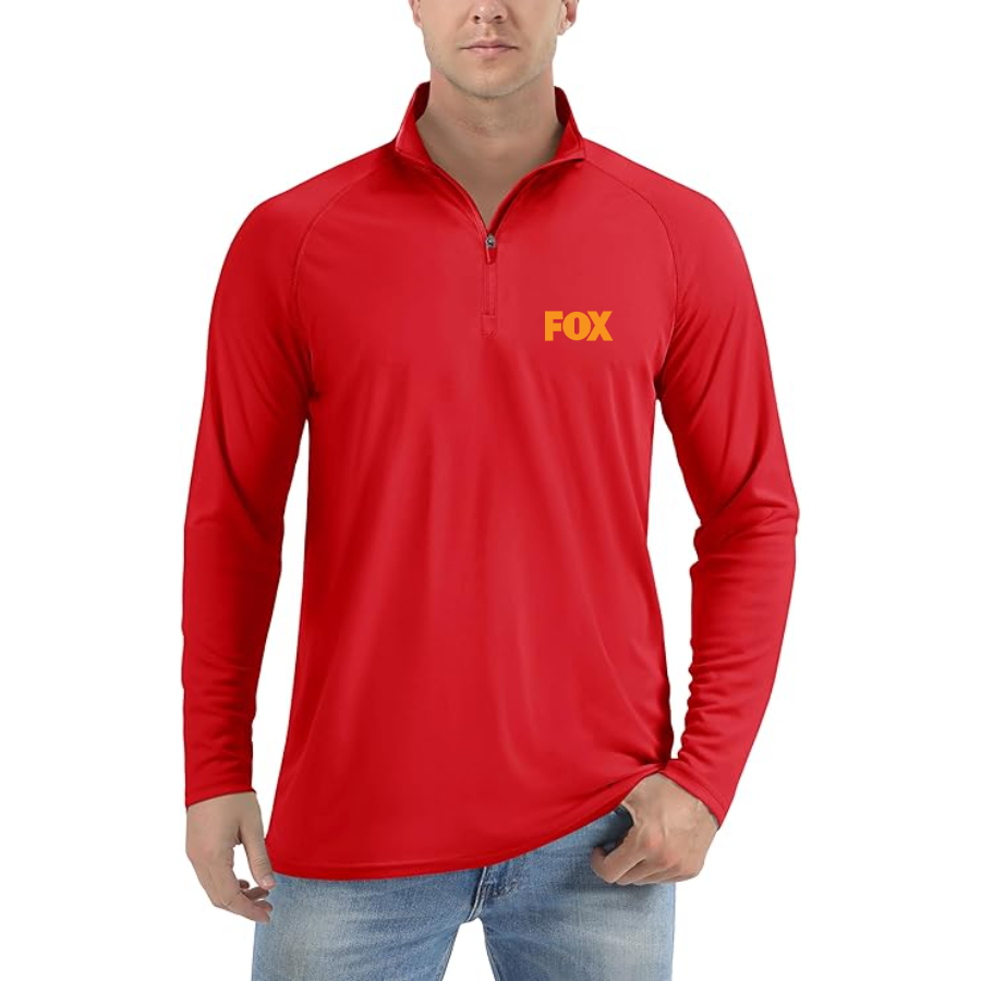 Men's Fox  Lightweight Quarter-Zip Athletic Shirt Long Sleeve Performance Wear