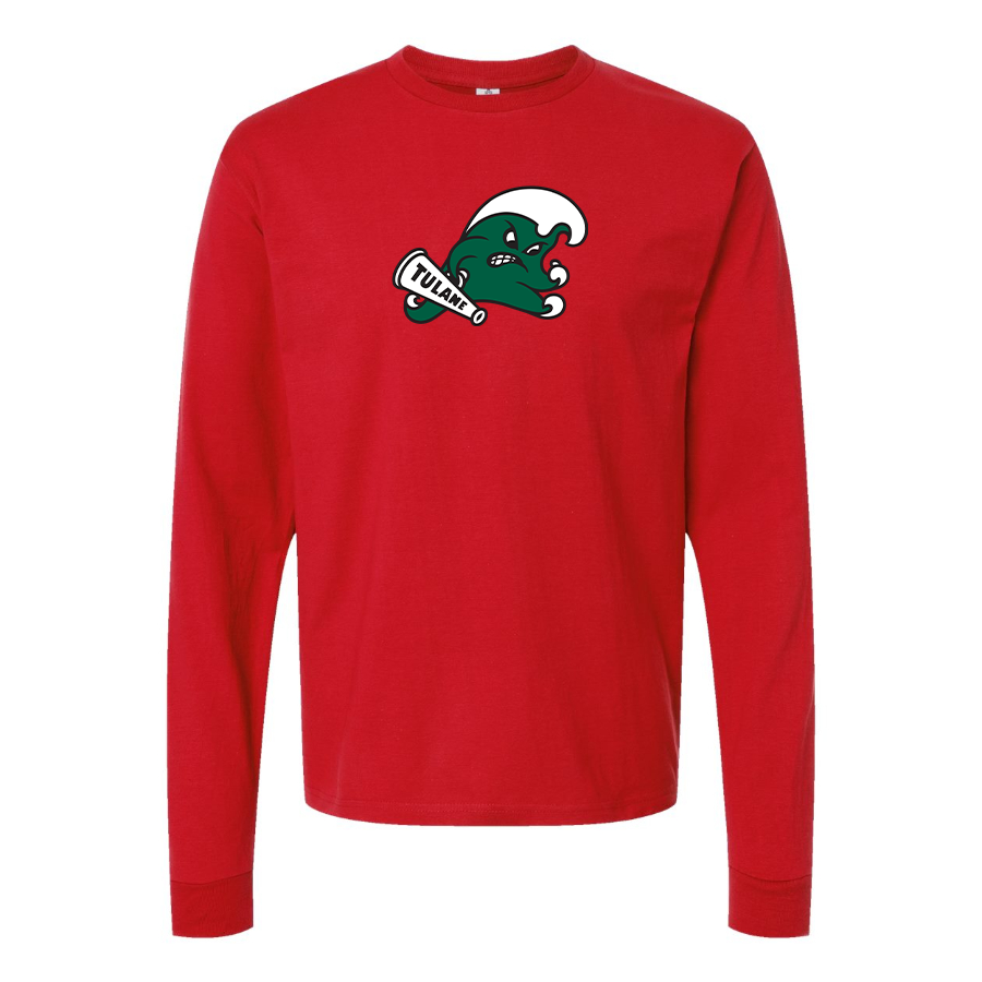 Men's Tulane Green Wave Logo  Cotton Long Sleeve T-Shirt