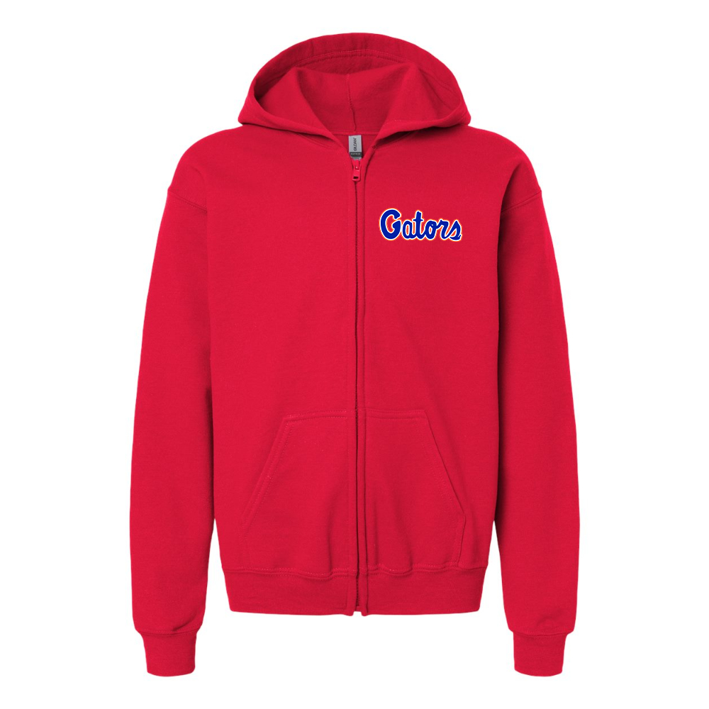 Youth  Florida Gators Script Gildan Heavy Blend Full Zip Hooded Sweatshirt