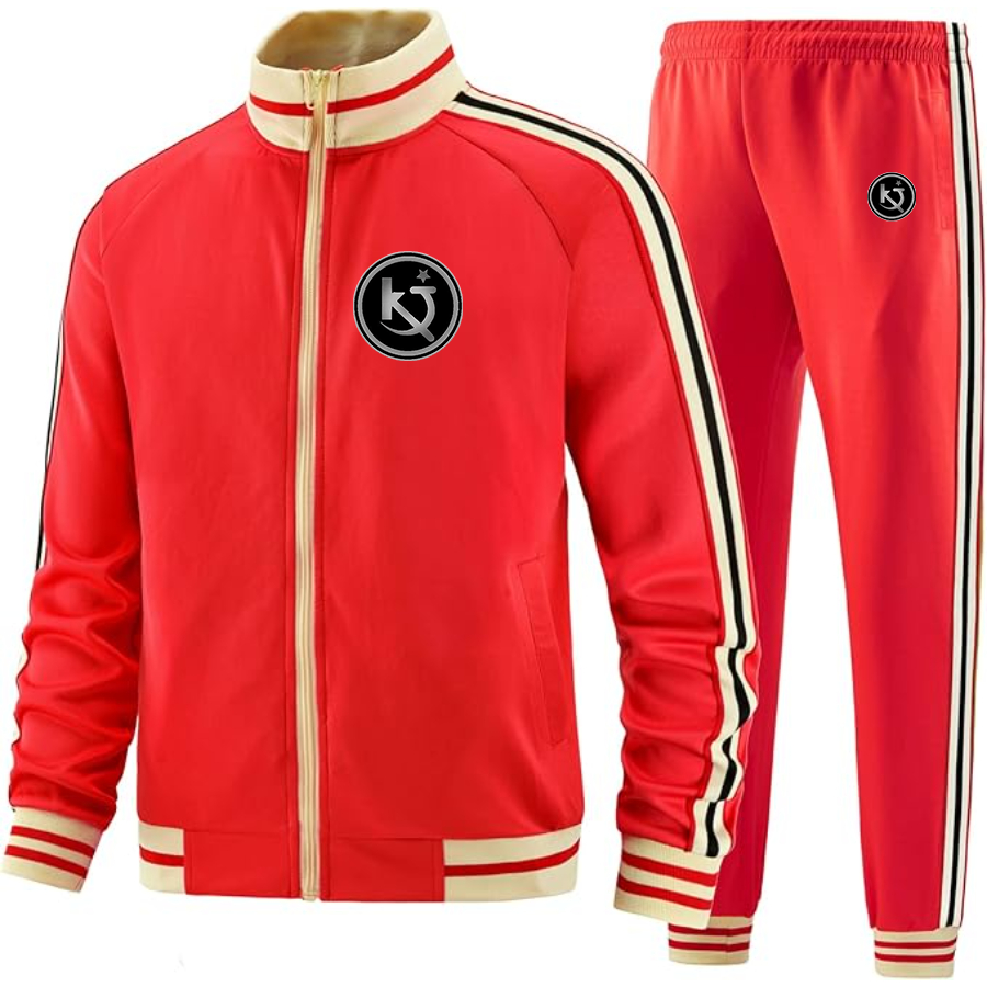 Men's   Killing Joke Two Piece Designer Tracksuit with Bold Striped Accents and Zippered Front Elevated Athletic Wear