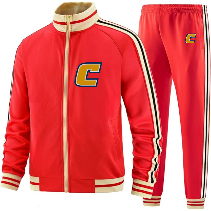 Men's Chattanooga Mocs Two Piece Designer Tracksuit with Bold Striped Accents and Zippered Front Elevated Athletic
