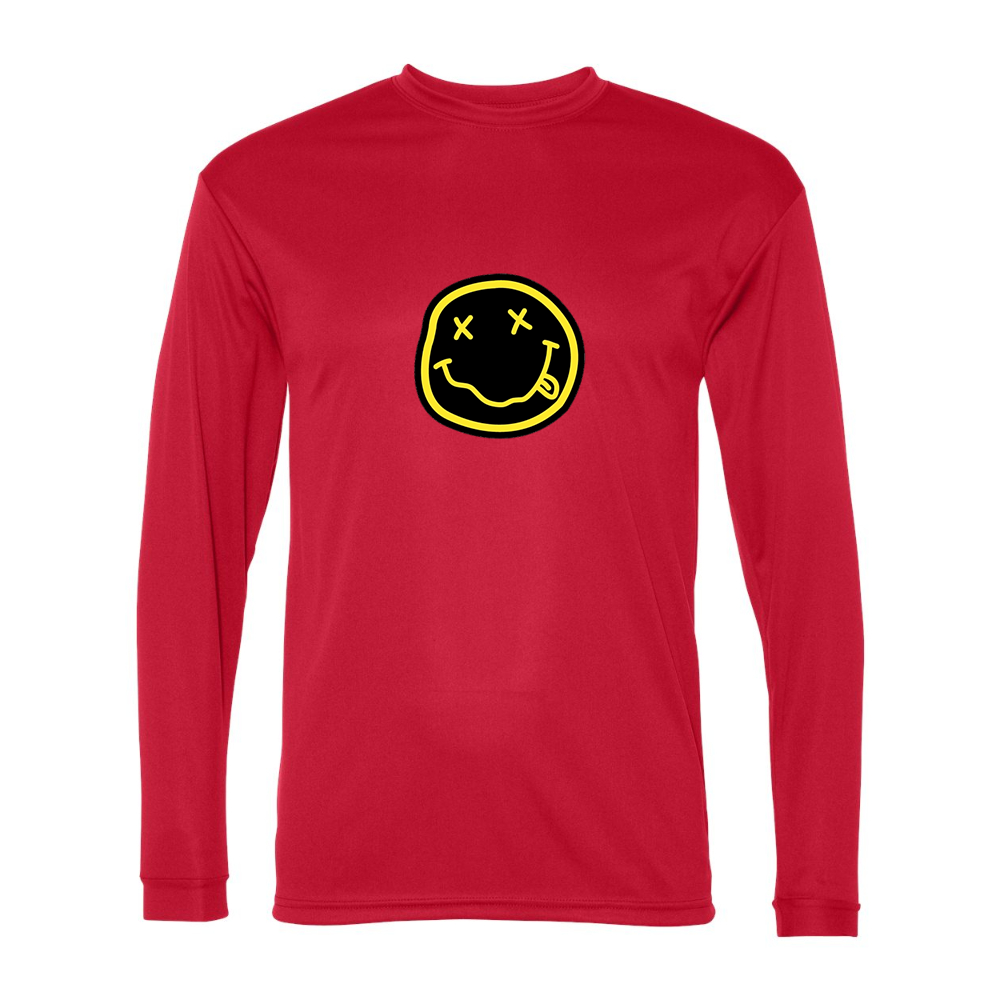 Men's Nirvana Yellow and Black Face Performance Long Sleeve T-Shirt