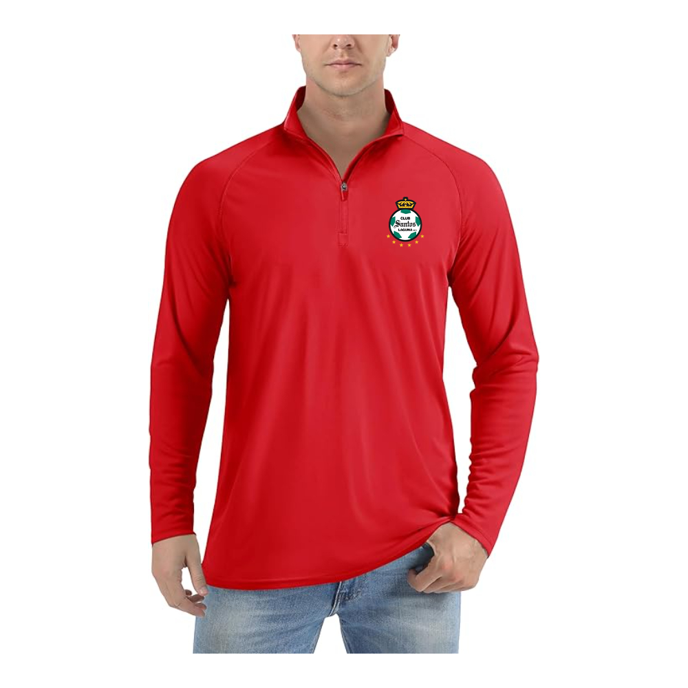 Men's Santos Laguna Soccer  Lightweight Quarter-Zip Athletic Shirt Long Sleeve Performance Wear