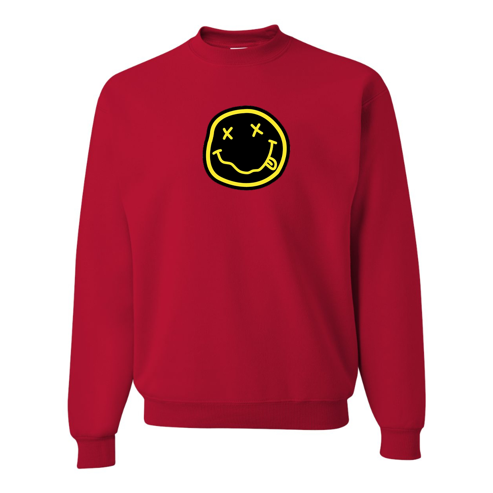 Men's Nirvana Yellow and Black Face JERZEES NuBlend Crewneck Sweatshirt