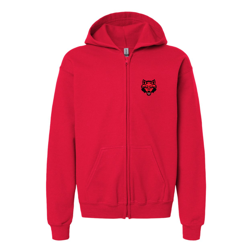Youth  Arkansas State Red Wolves Gildan Heavy Blend Full Zip Hooded Sweatshirt