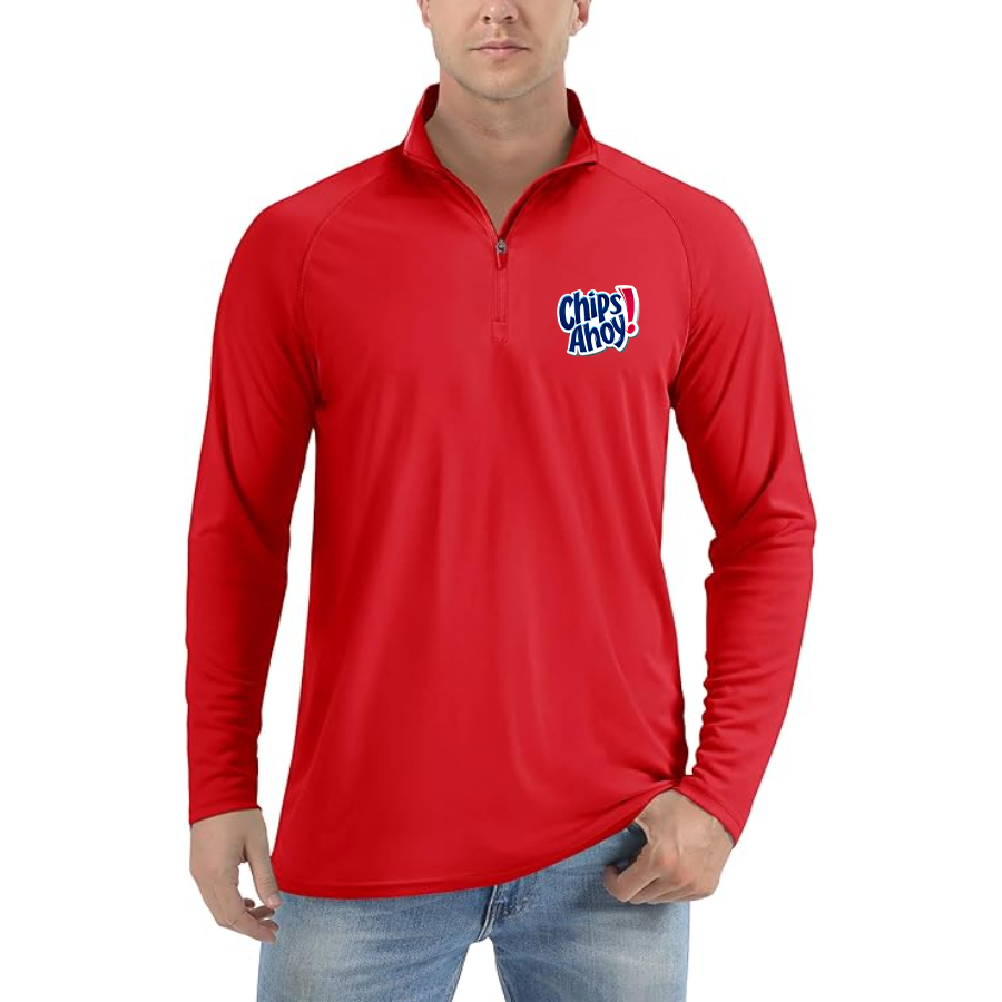 Men's  Chips Ahoy  Lightweight Quarter-Zip Athletic Shirt Long Sleeve Performance Wear