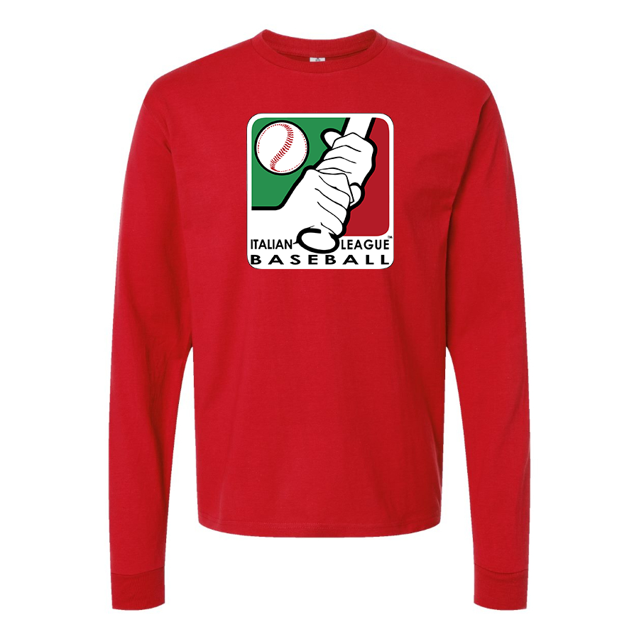 Men's Italian Baseball League Logo Cotton Long Sleeve T-Shirt