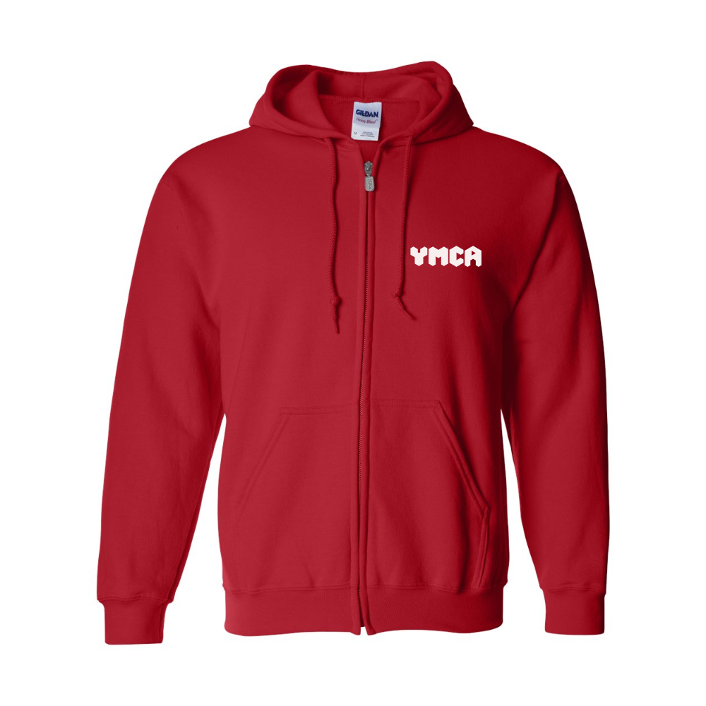 Men's YMCA Mauve Gildan  Heavy Blend Full Zip Hooded Sweatshirt