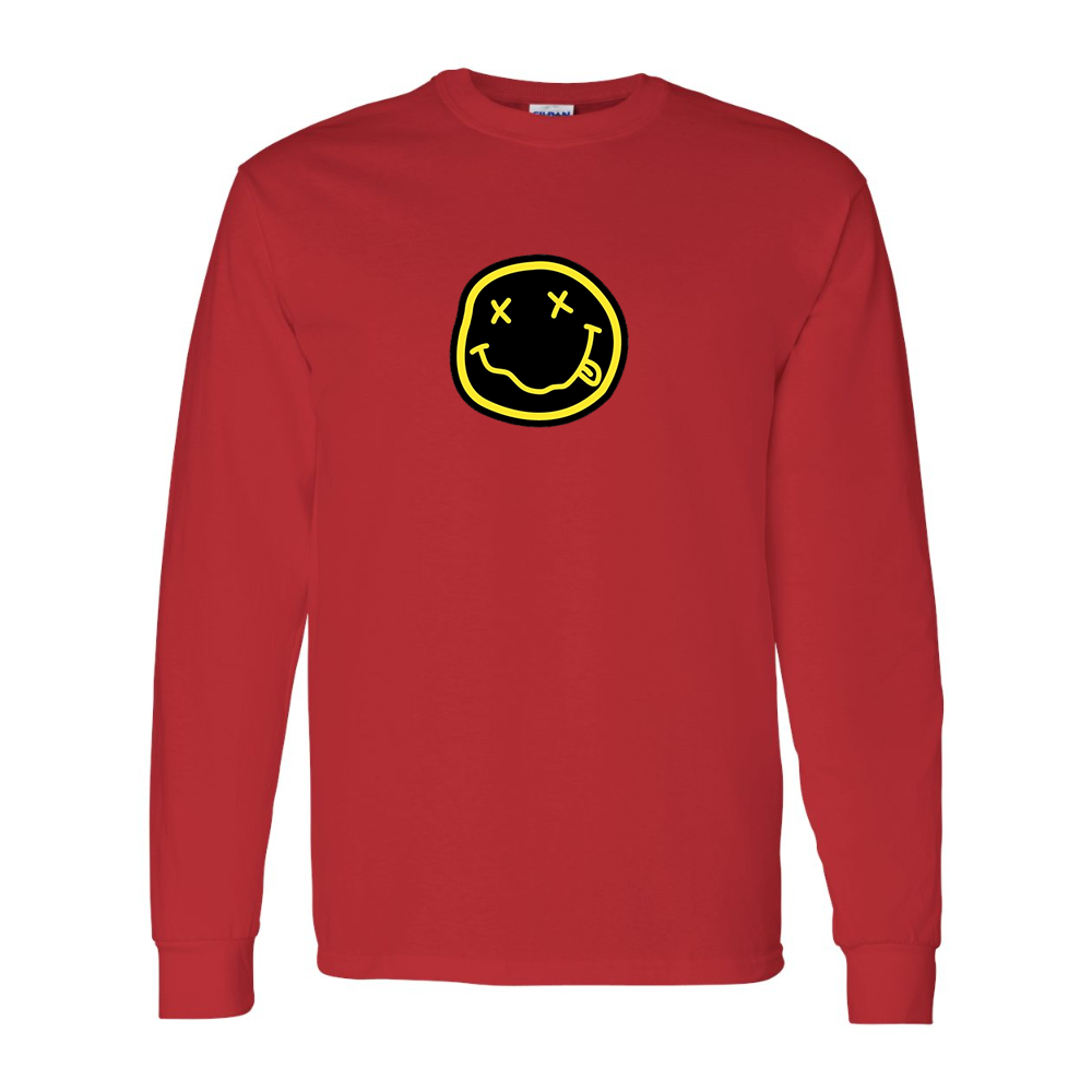 Men's Nirvana Yellow and Black Face Gildan Heavy Cotton Long Sleeve T-Shirt
