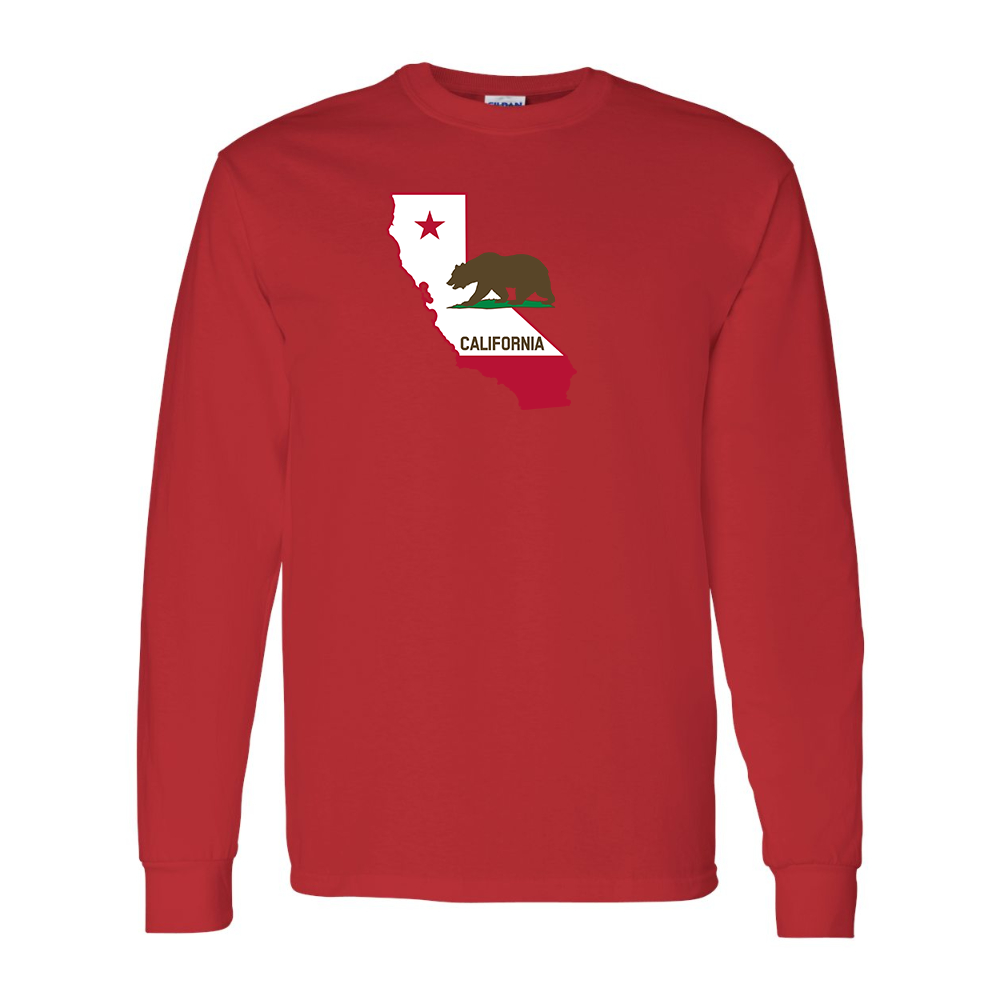 Men's  California Bear Map Gildan Heavy Cotton Long Sleeve T-Shirt