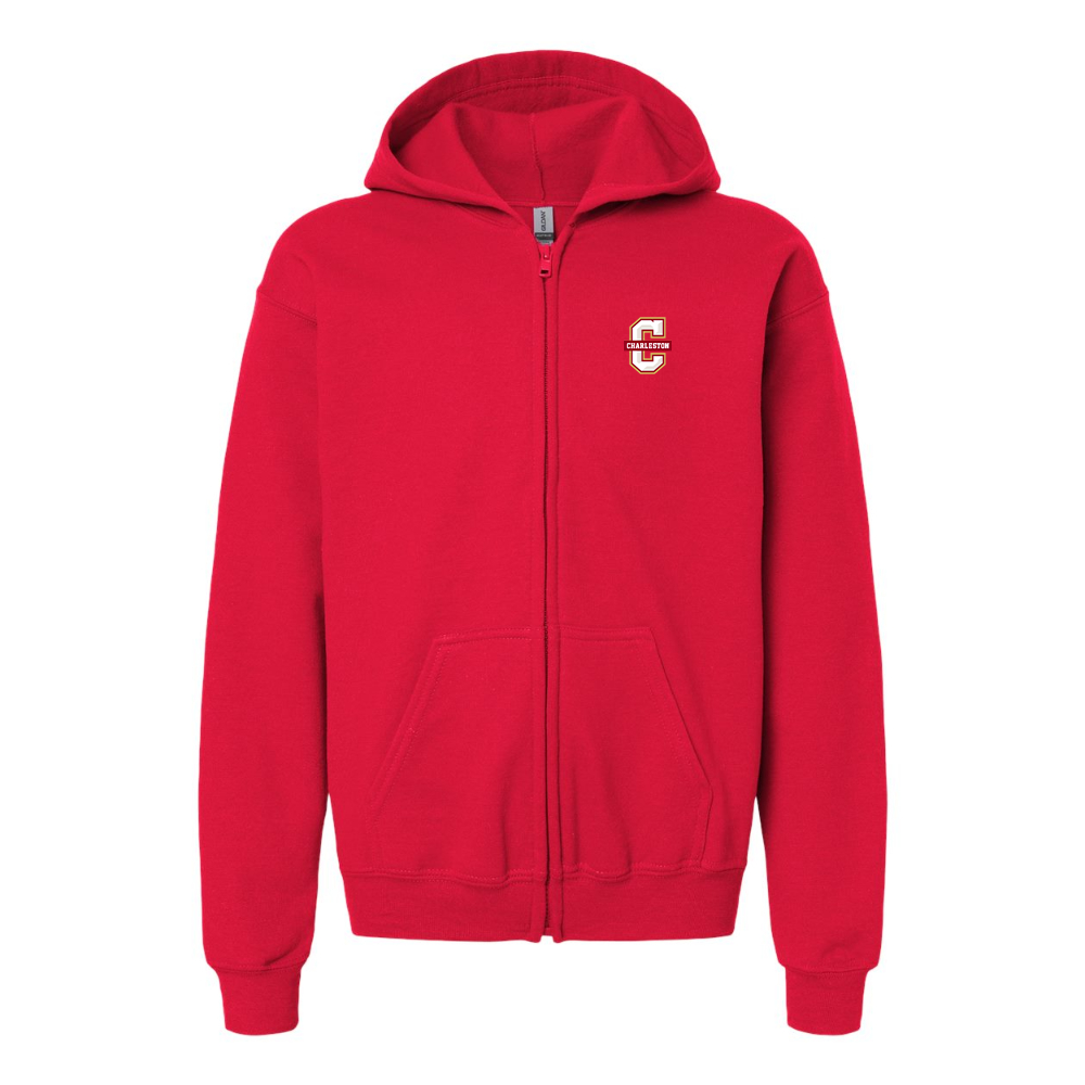 Youth Charleston Cougars Gildan Heavy Blend Full Zip Hooded Sweatshirt