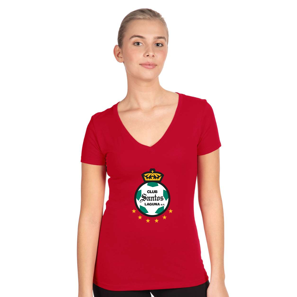 Women's Santos Laguna Soccer  Next Level V-Neck T-Shirt