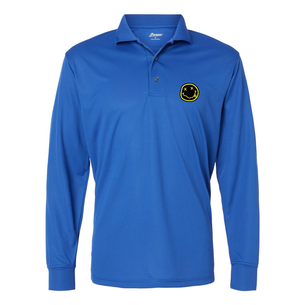 Men's Nirvana Yellow and Black Face Paragon Prescott Long Sleeve Polo