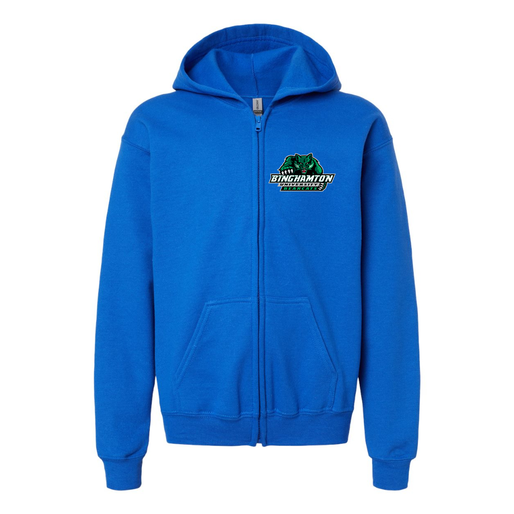 Youth  Binghamton Bearcats Gildan Heavy Blend Full Zip Hooded Sweatshirt