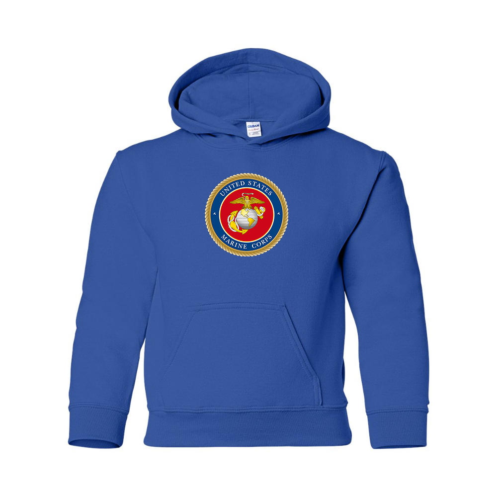 Youth  USMC Emblem Gildan Heavy Blend  Hooded Sweatshirt
