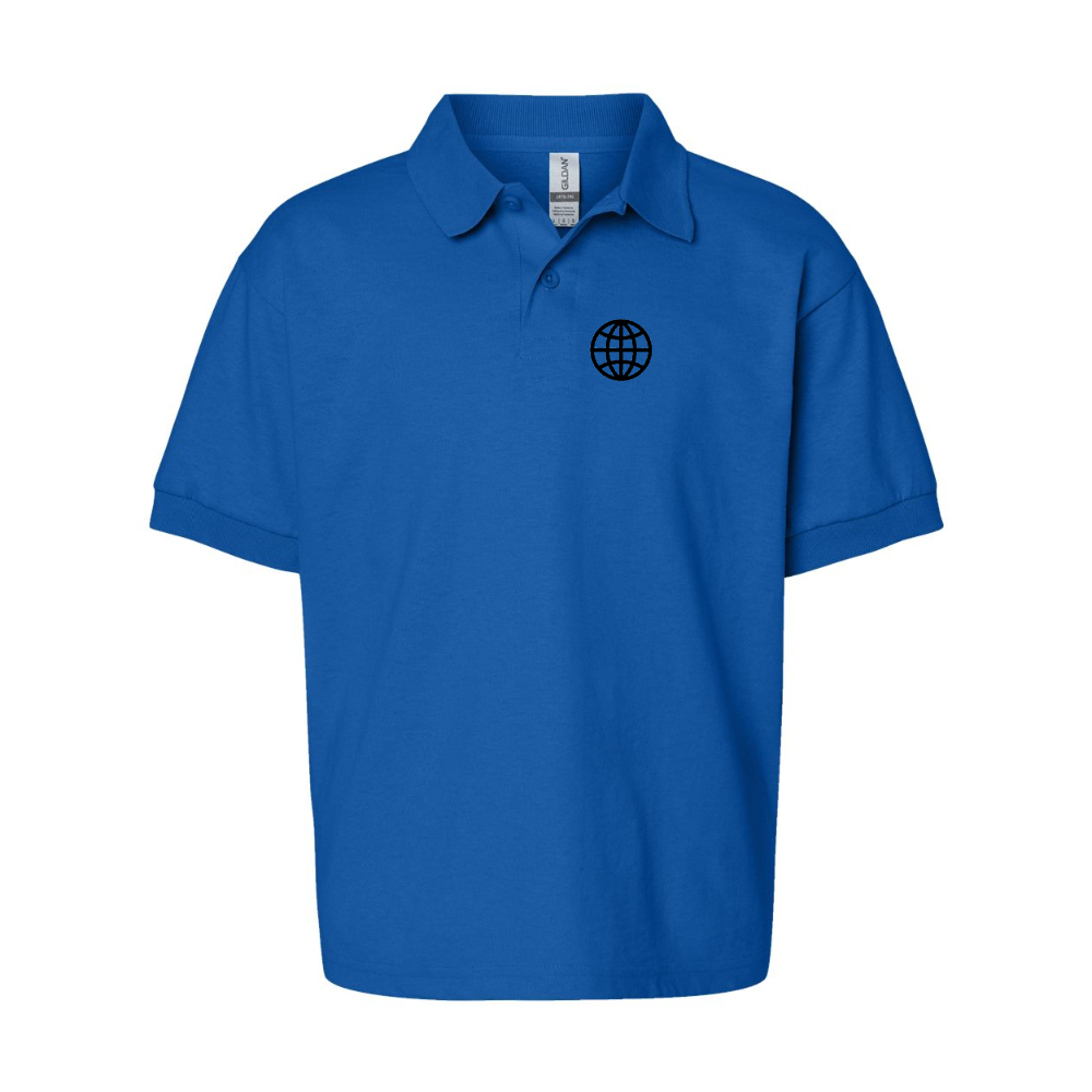 Youth Internet Globe Gildan Dry Blend Jersey Polo