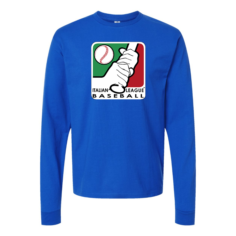 Men's Italian Baseball League Logo Cotton Long Sleeve T-Shirt