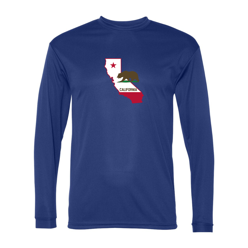 Men's  California Bear Map Performance Long Sleeve T-Shirt