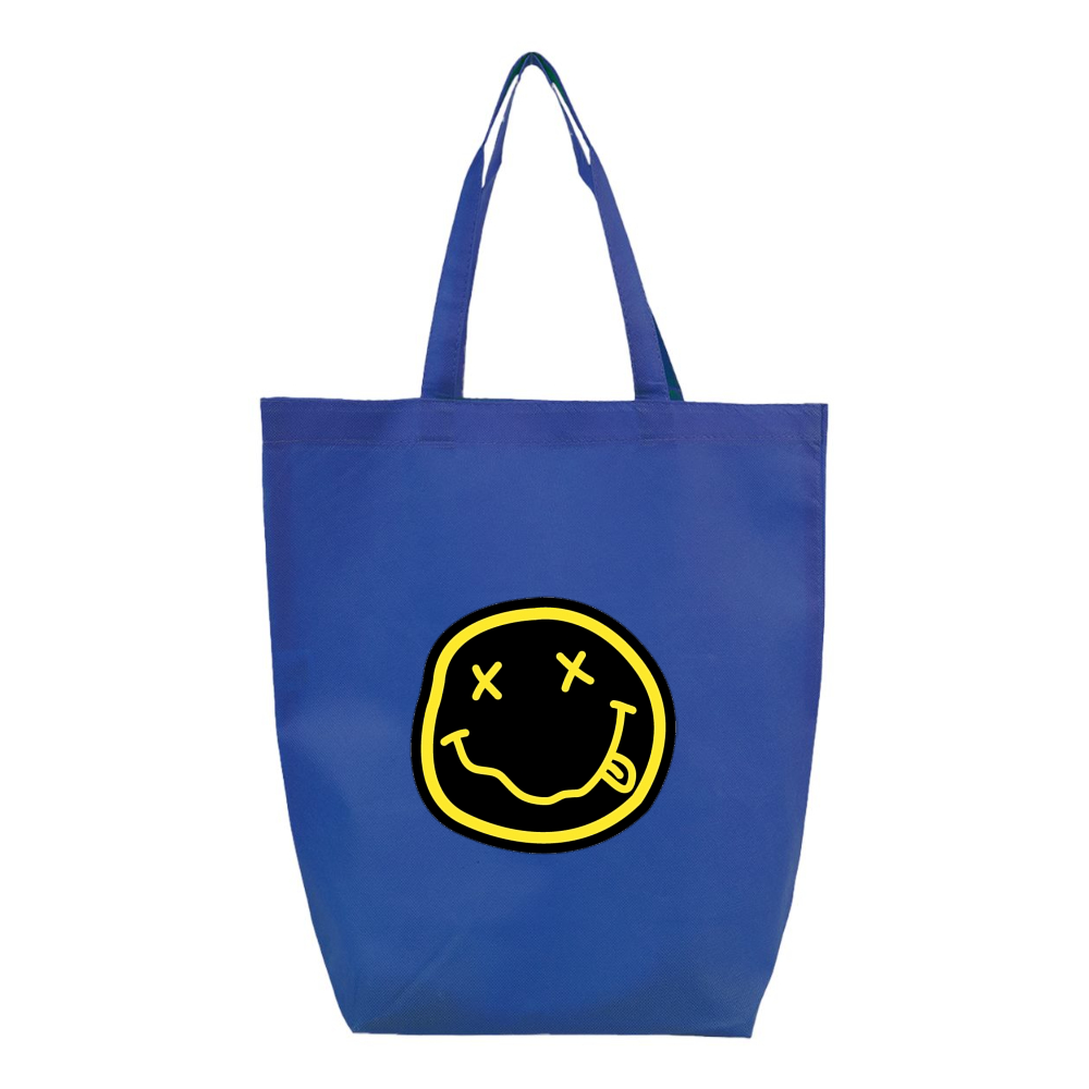 Nirvana Yellow and Black Face Q-Tees Non-Woven Gusset Bottom Tote