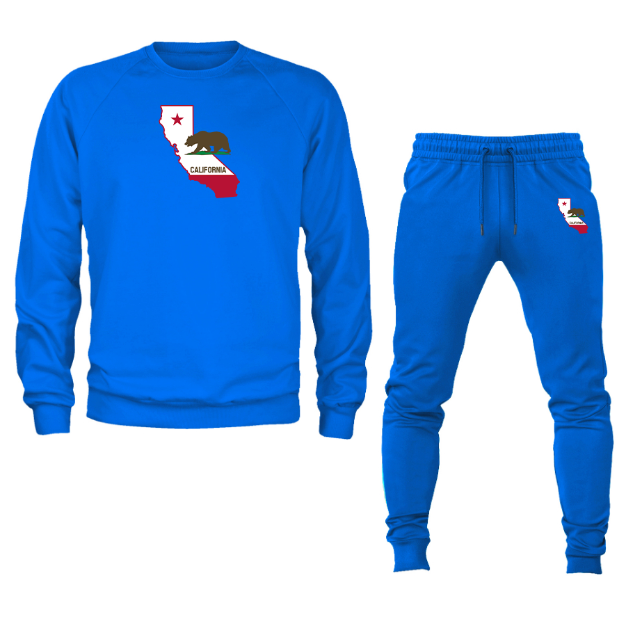 Men's California Bear Map  Crewneck Sweatshirt Joggers Suit