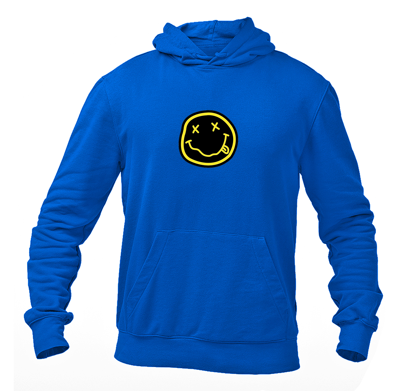 Men's Nirvana Yellow and Black Face Softstyle Midweight Hooded Sweatshirt
