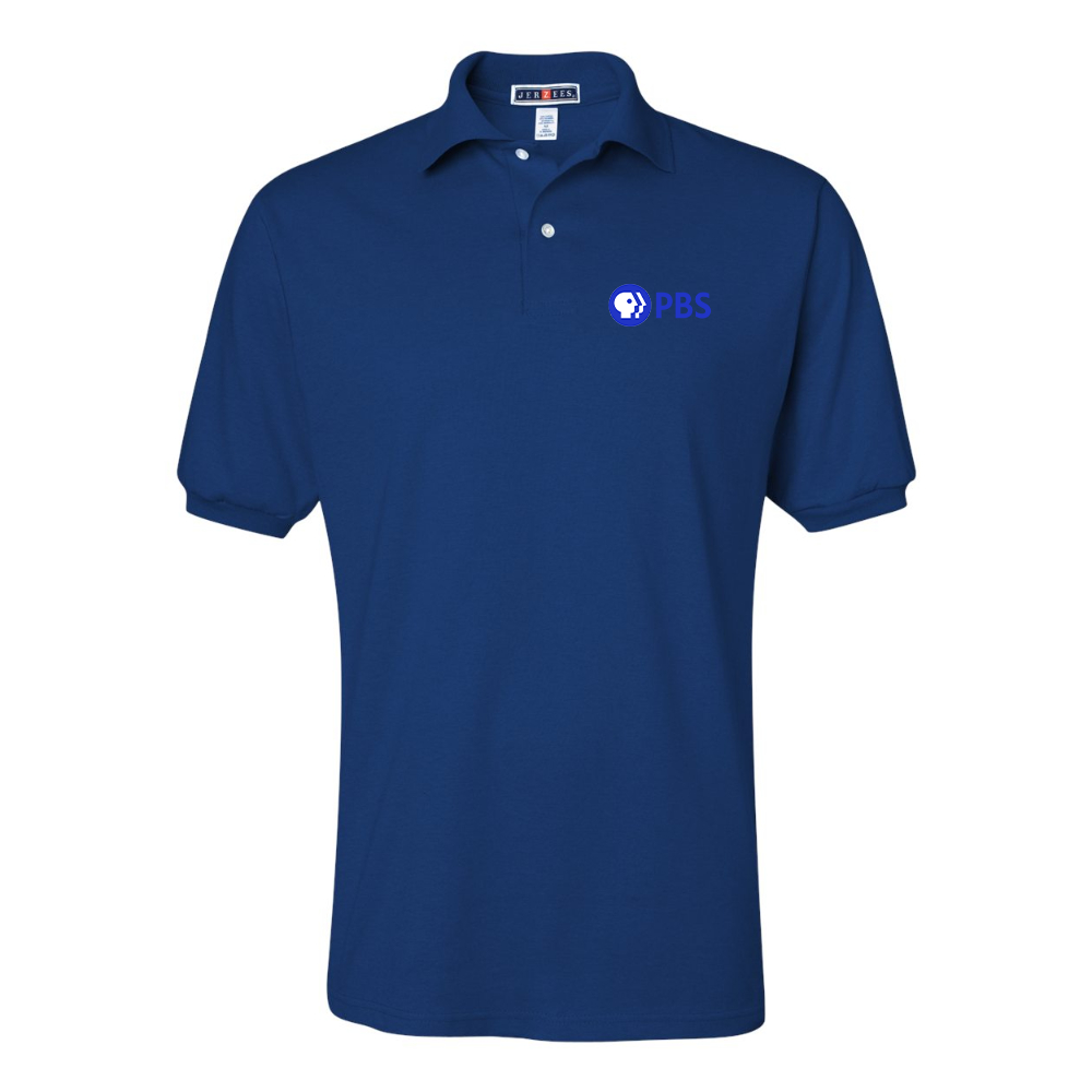 Men's  PBS Blue JERZEES  SpotShield polo