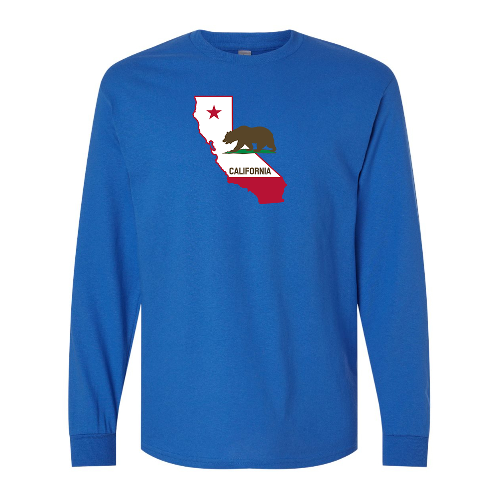 Men's  California Bear Map Gildan Heavy Cotton Long Sleeve T-Shirt