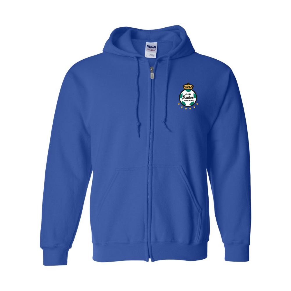 Men's Santos Laguna Soccer Gildan  Heavy Blend Full Zip Hooded Sweatshirt