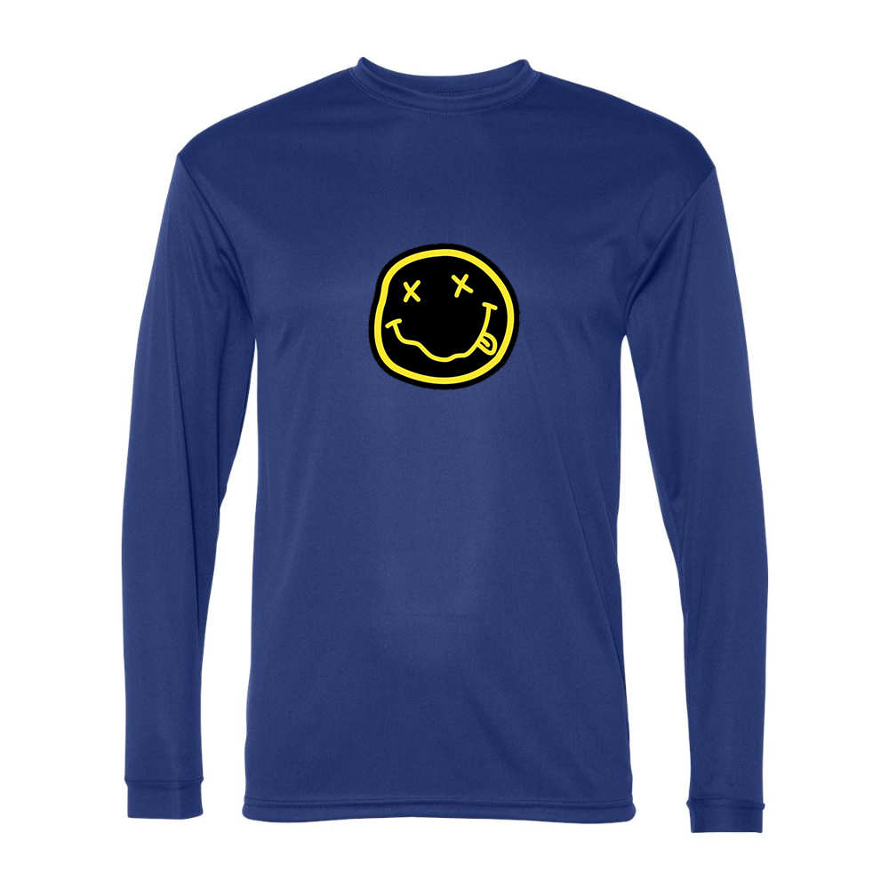 Men's Nirvana Yellow and Black Face Performance Long Sleeve T-Shirt