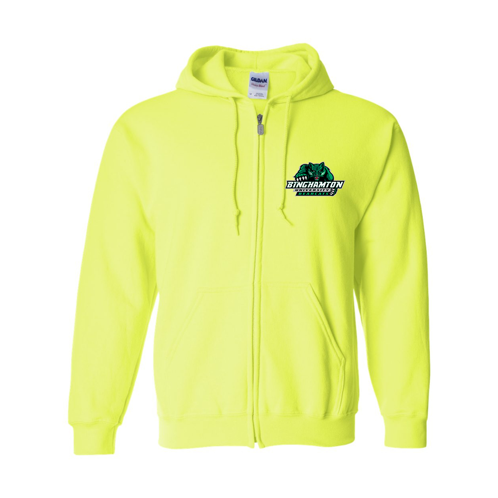 Men's Binghamton Bearcats Gildan  Heavy Blend Full Zip Hooded Sweatshirt