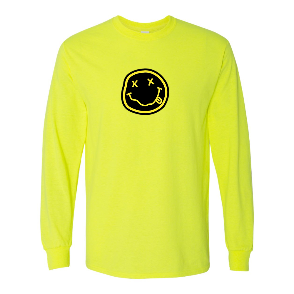Men's Nirvana Yellow and Black Face Gildan Heavy Cotton Long Sleeve T-Shirt