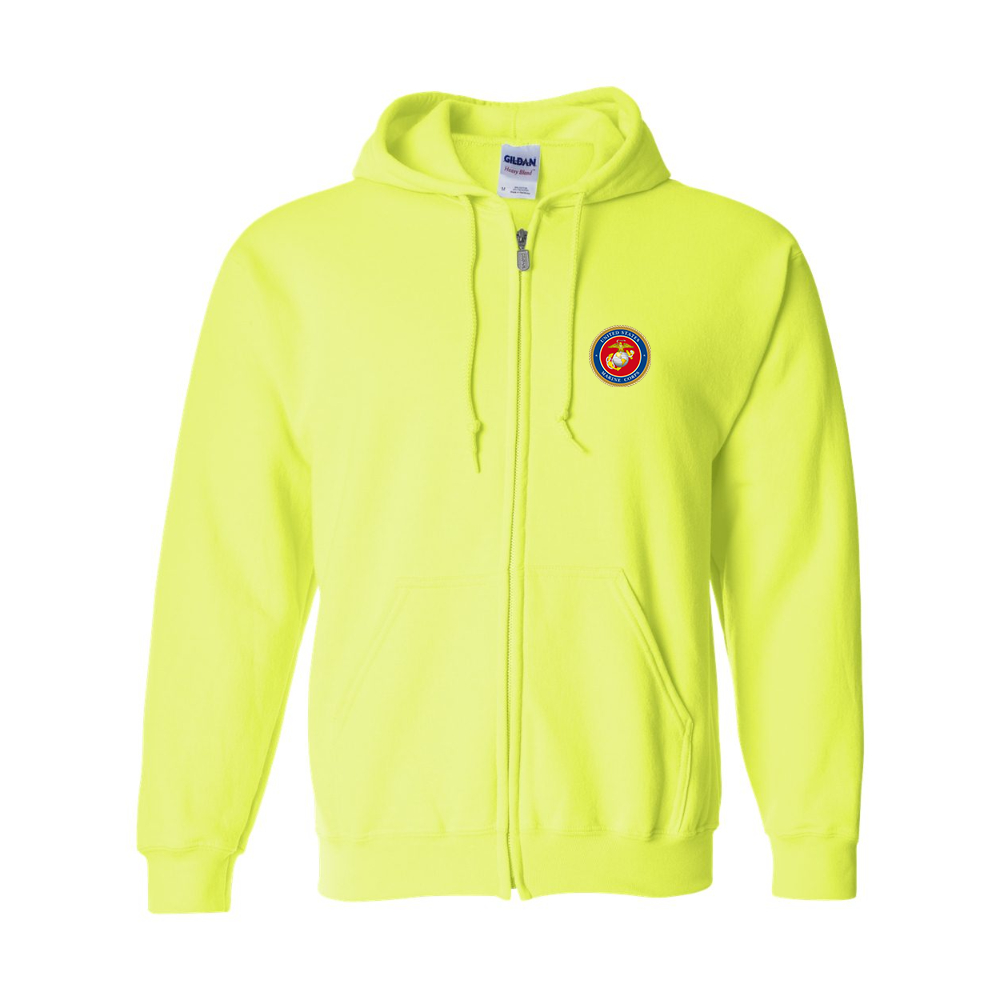 Men's USMC Emblem Gildan  Heavy Blend Full Zip Hooded Sweatshirt